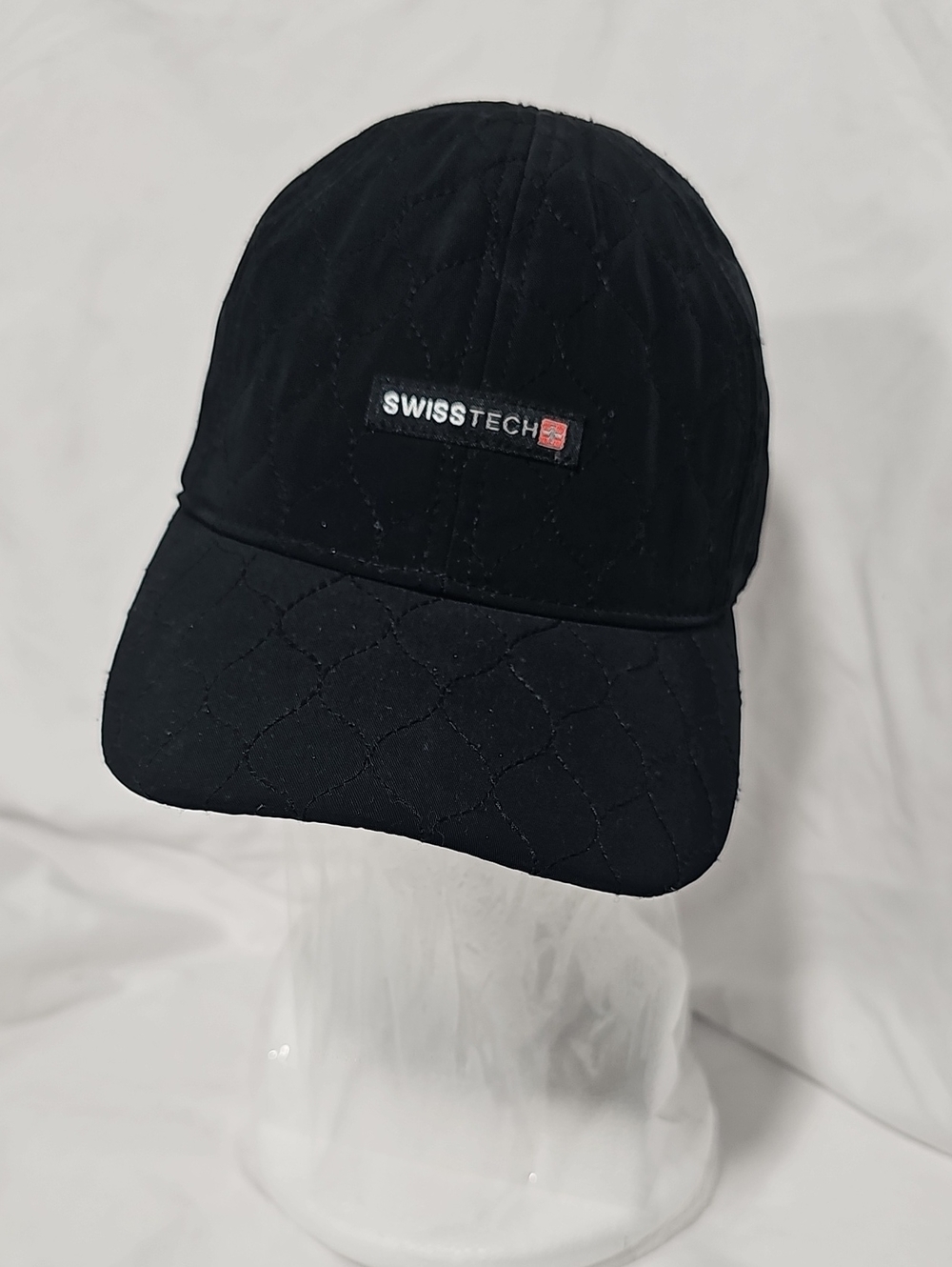 Swiss Tech Black Quilted Cap with Logo Patch